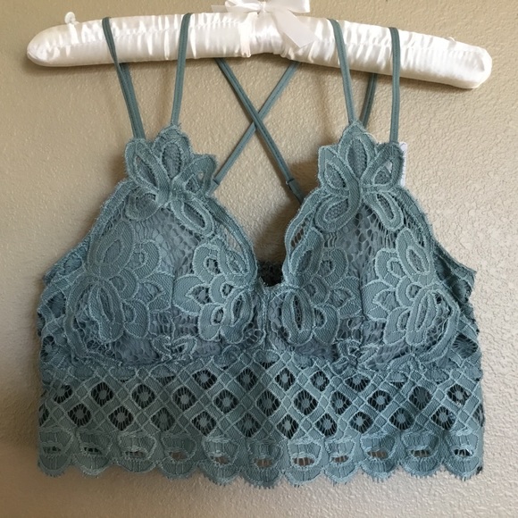 Anemone Other - Teal Crochet Lace Bralette~plus*